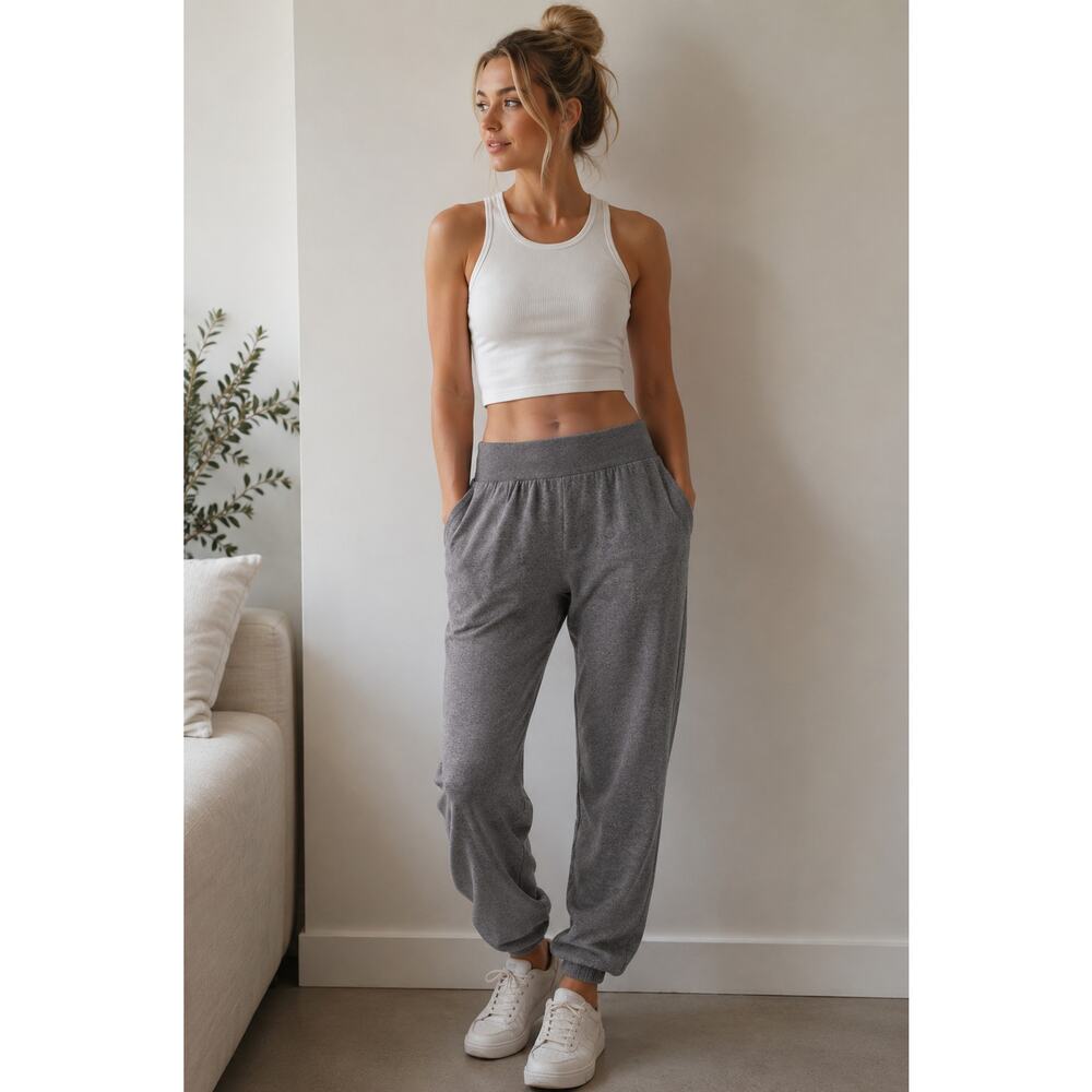 Young Fabulous & Broke Womens Heather Grey High Rise Jogger Pants Size‎ M NEW